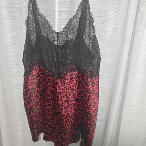 Victoria's Secret Red and Black Lace Cheetah Cami TopRed and Black Lace Cami